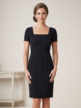 Donna Morgan Party Prom Evening Cocktail Beaded Dress 4 Embellished Sheath Dress